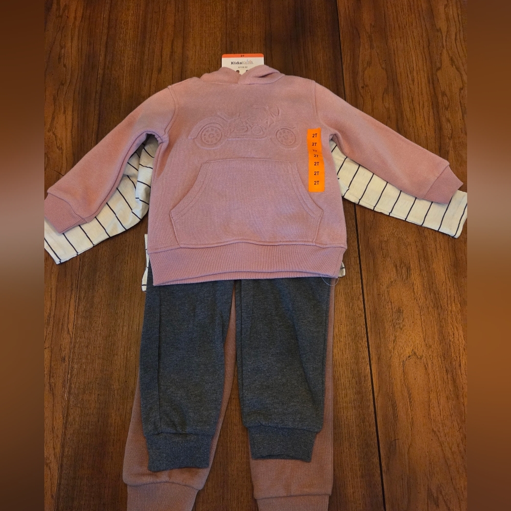 Kids Headquarters Boys Motprcycle 4 Piece Hoodie,Shirt and Pants Set